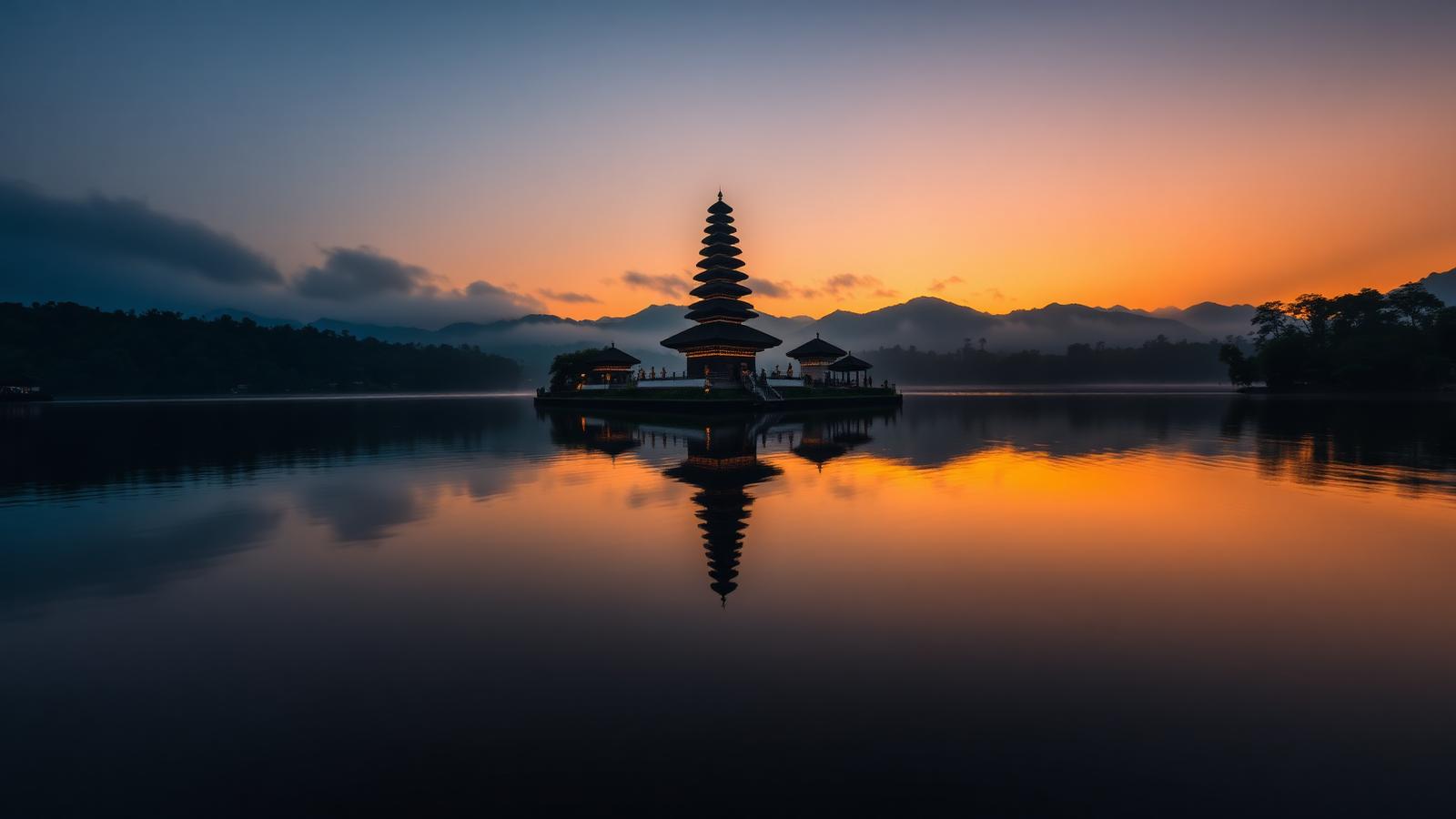 Bali temple at sunrise